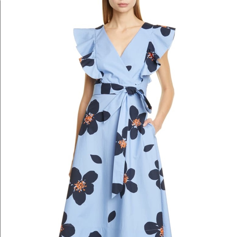 Kate Spade grand flora poplin midi dress